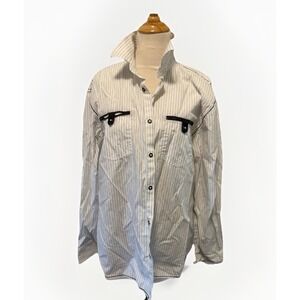 Double Deuce Brand long Slv Button Up Striped shirt black Velveteen Graphics Xxl